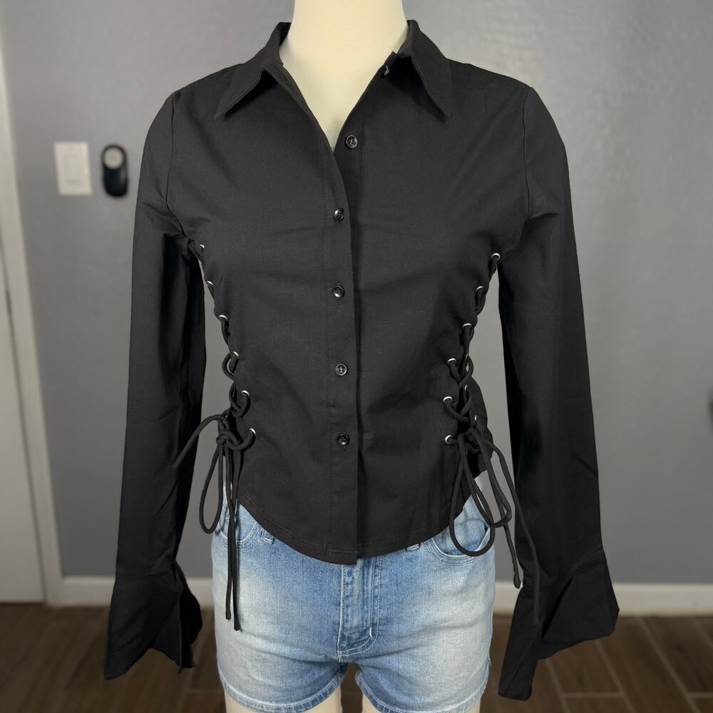 Dollskill Delias Rare Moment Collared Top, Black, S